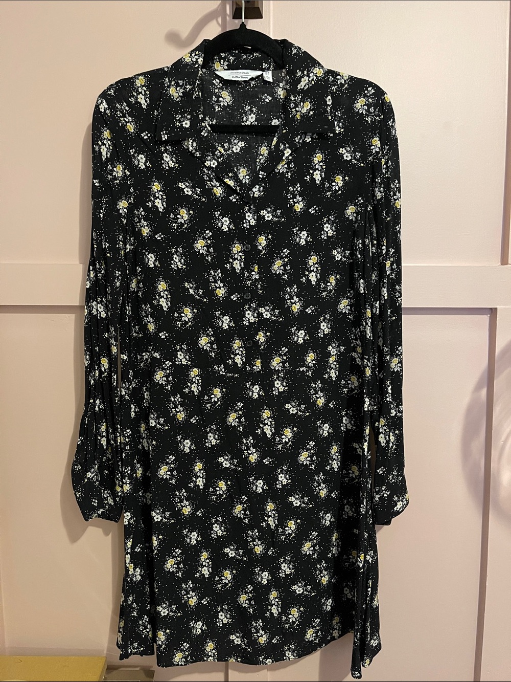 & Other Stories Black Floral Button-Down Tunic
